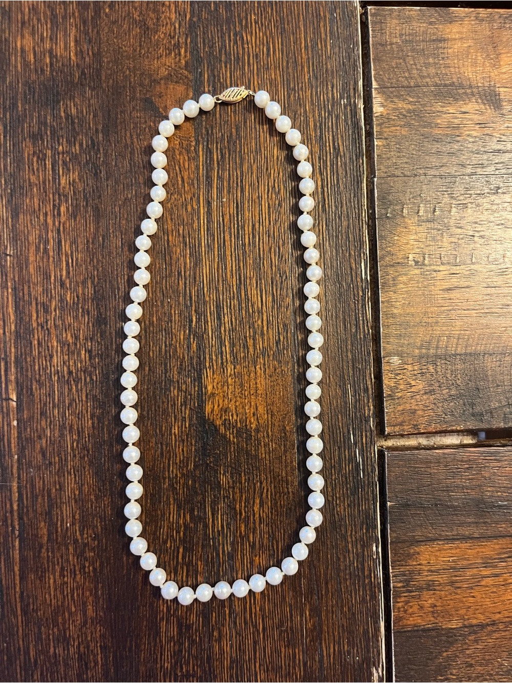 18” Classic White Pearl Necklace with 14k Gold Clasp - Women Jewelry